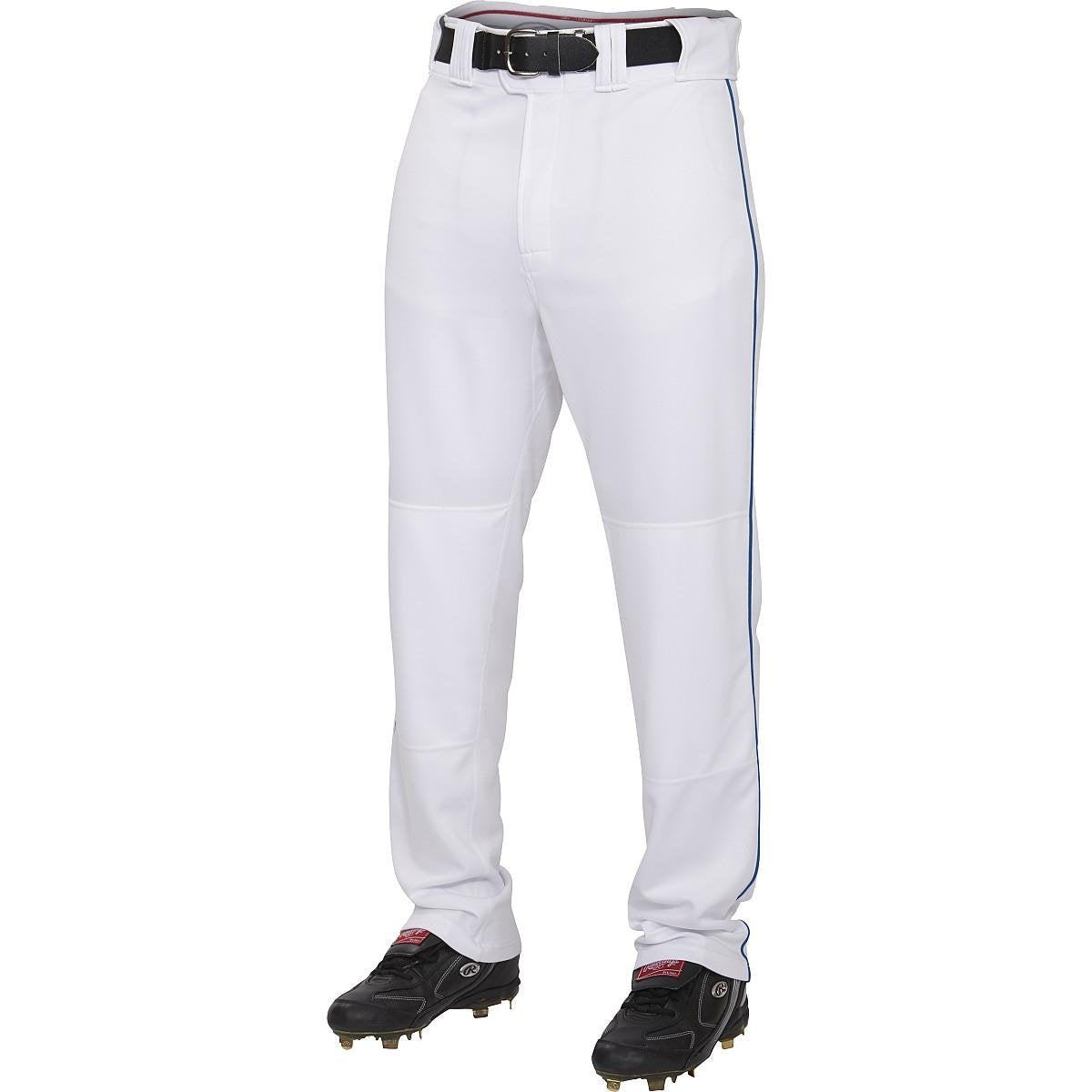 Rawlings | PRO 150 Series Baseball Pants | Relaxed Fit | Piped | White/Navy | Adult X-Large