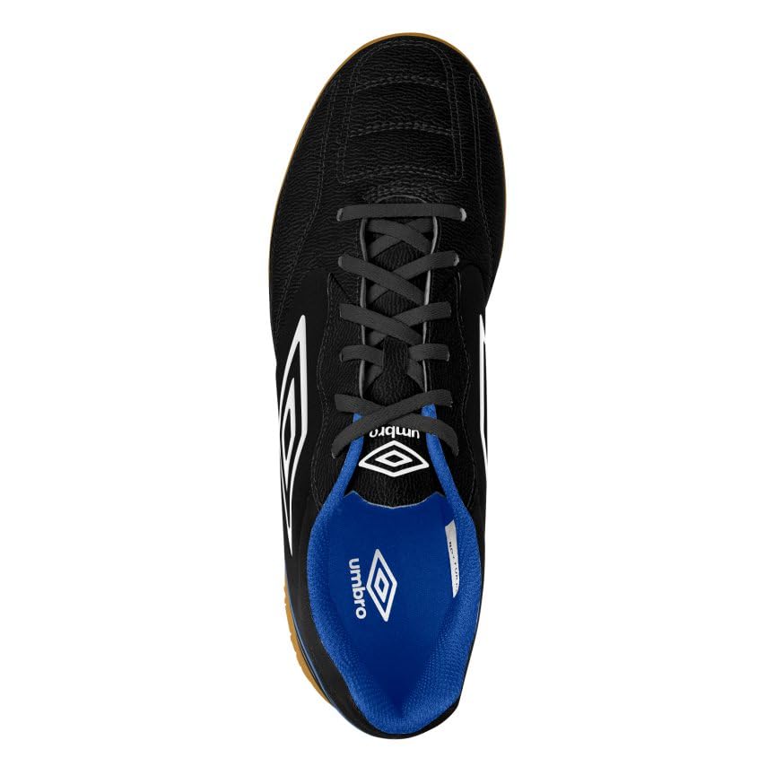 Umbro Men's Classico 13 Indoor Soccer Shoe, Black/White/Royal, 7.5