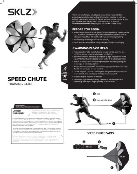 SKLZ Speed Chute Resistance Parachute for Speed and Acceleration Training Grey / Black, 54-Inch