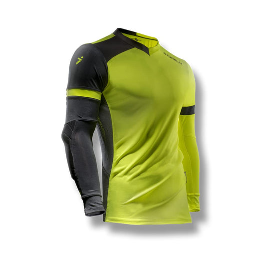 Storelli ExoShield Gladiator Goalkeeper Jersey, High-Impact Protection, Sweat-Wicking, Breathable Athletic Shirt for Soccer & Heavy-Duty Sports, Strike/Black, Youth Extra Large
