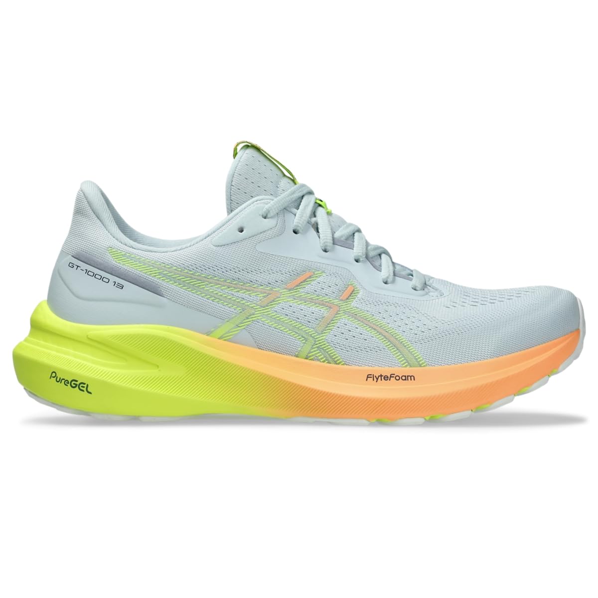 ASICS Women's GT-1000 13 Running Shoes, 9, Cool Grey/Safety Yellow