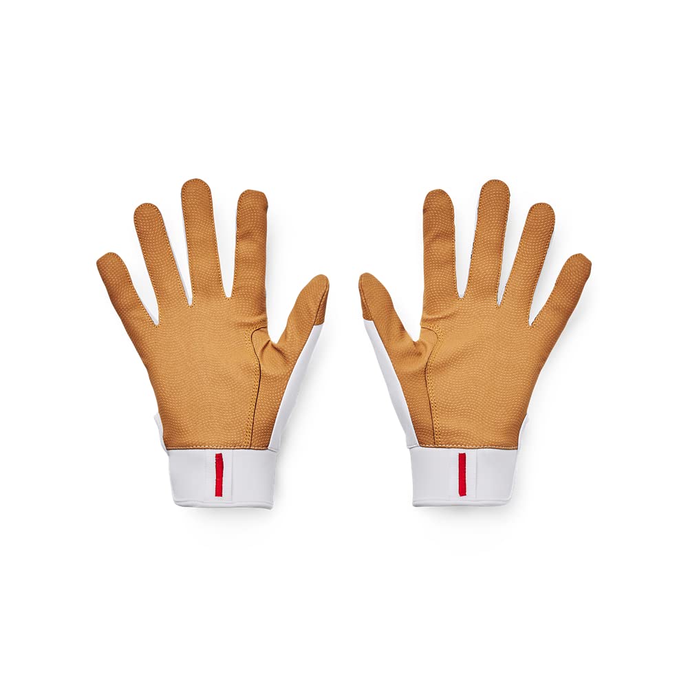 Under Armour Men's Harper Hustle Baseball Gloves, (100) White/Red/Metallic Gold, XX-Large