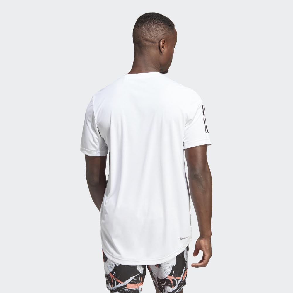 adidas Men's Club 3-Stripes Tennis T-Shirt, White, Large