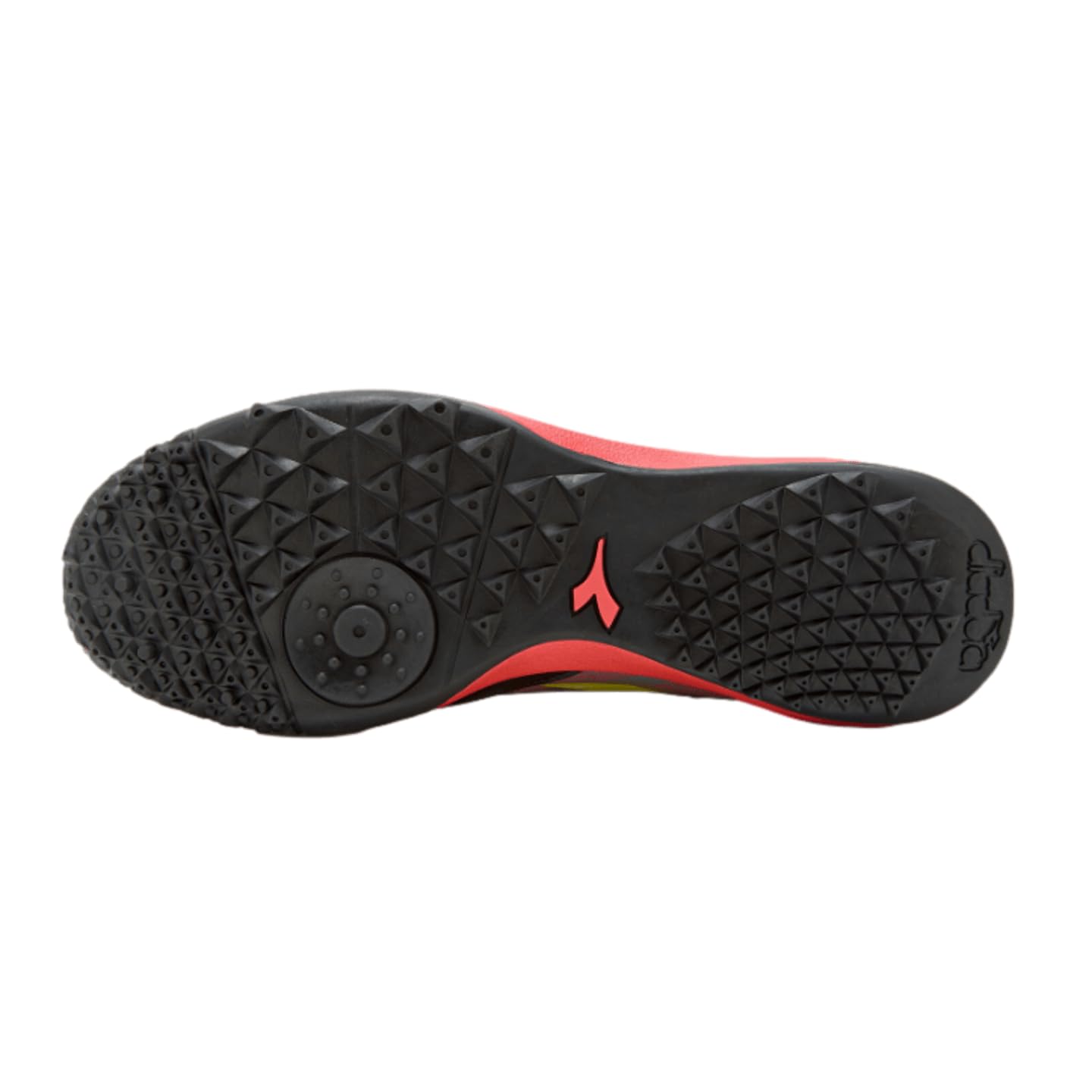 Diadora Brasil Elite Turf Soccer Shoe - Water-Resistant Suprellsoft, Non-Slip PU Heel Lining, Flex Points on Insole, Fine Craftsmanship, Black/Red/Yellow, 9.5