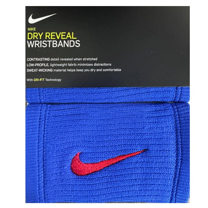 Nike Dry-Reveal Double Wide Wristbands (Dri-Fit, Royal/Red) - Unisex