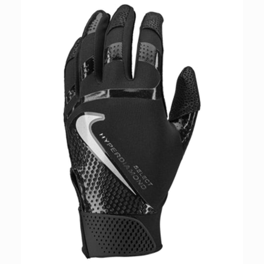 Nike Adult Hyperdiamond Select 2.0 Batting Gloves Black | Silver Large