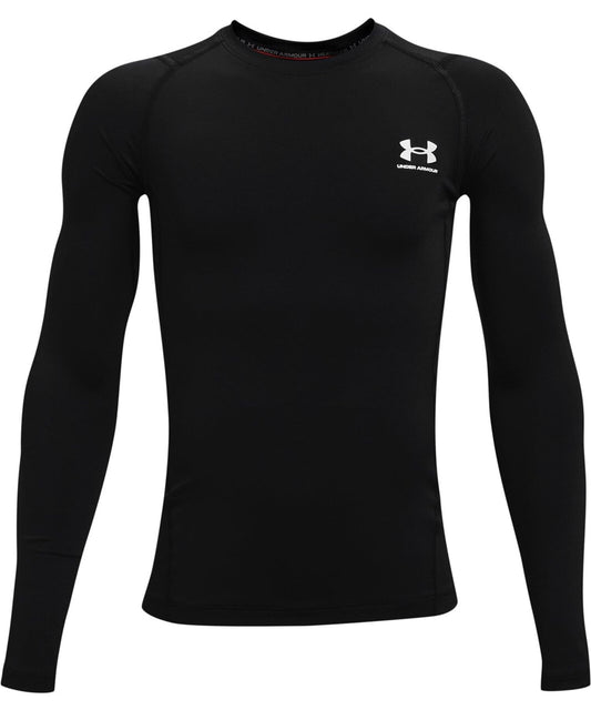 Under Armour Boys' HeatGear Armour Long-Sleeve T-Shirt , Black (001)/Pitch Gray , Large