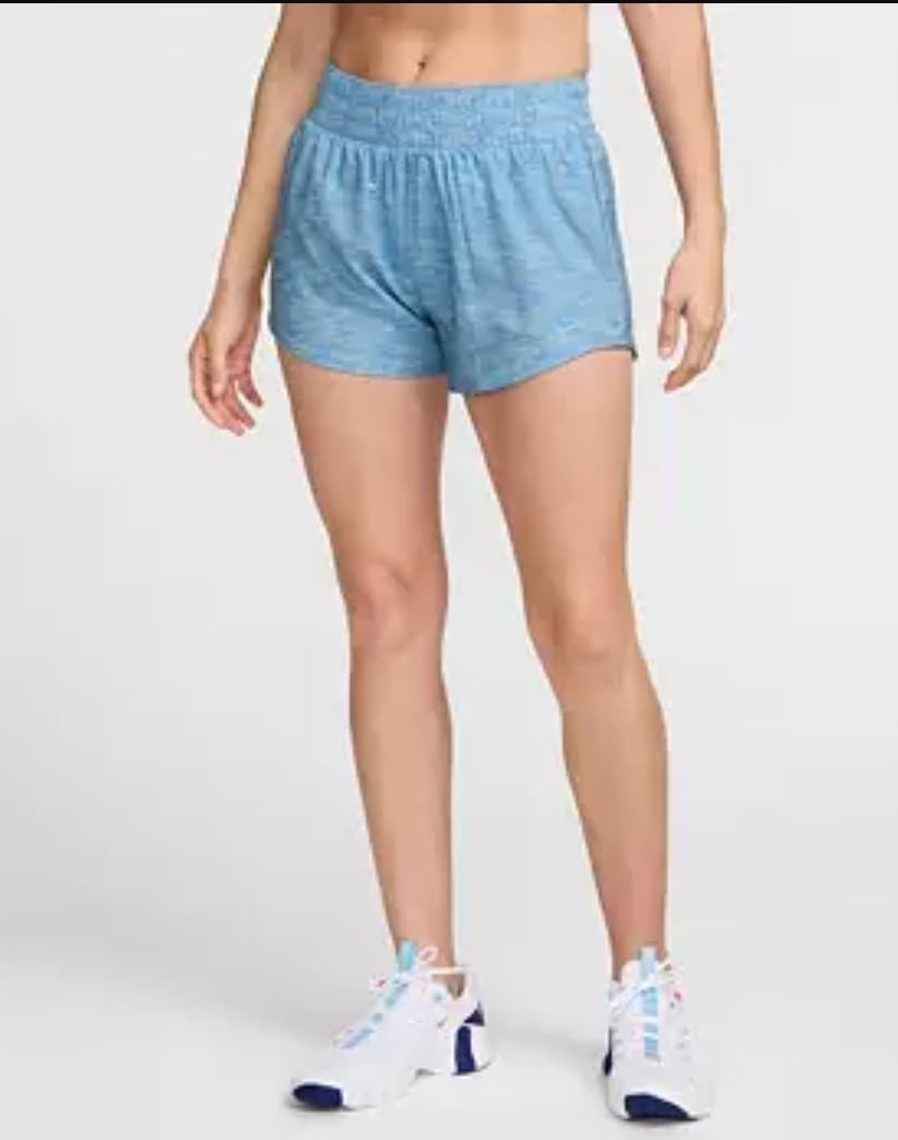 Nike Women's One Dri-FIT Mid-Rise 3" Brief-Lined Shorts, Denim Turquoise (US, Alpha, Small, Regular, Regular, Denim Turquoise)