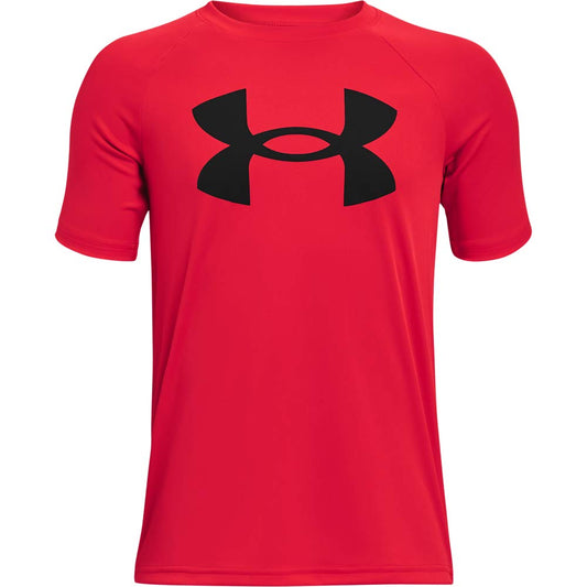 Under Armour Boys Tech Big Logo Short Sleeve T-Shirt , Red (600)/Black , Small