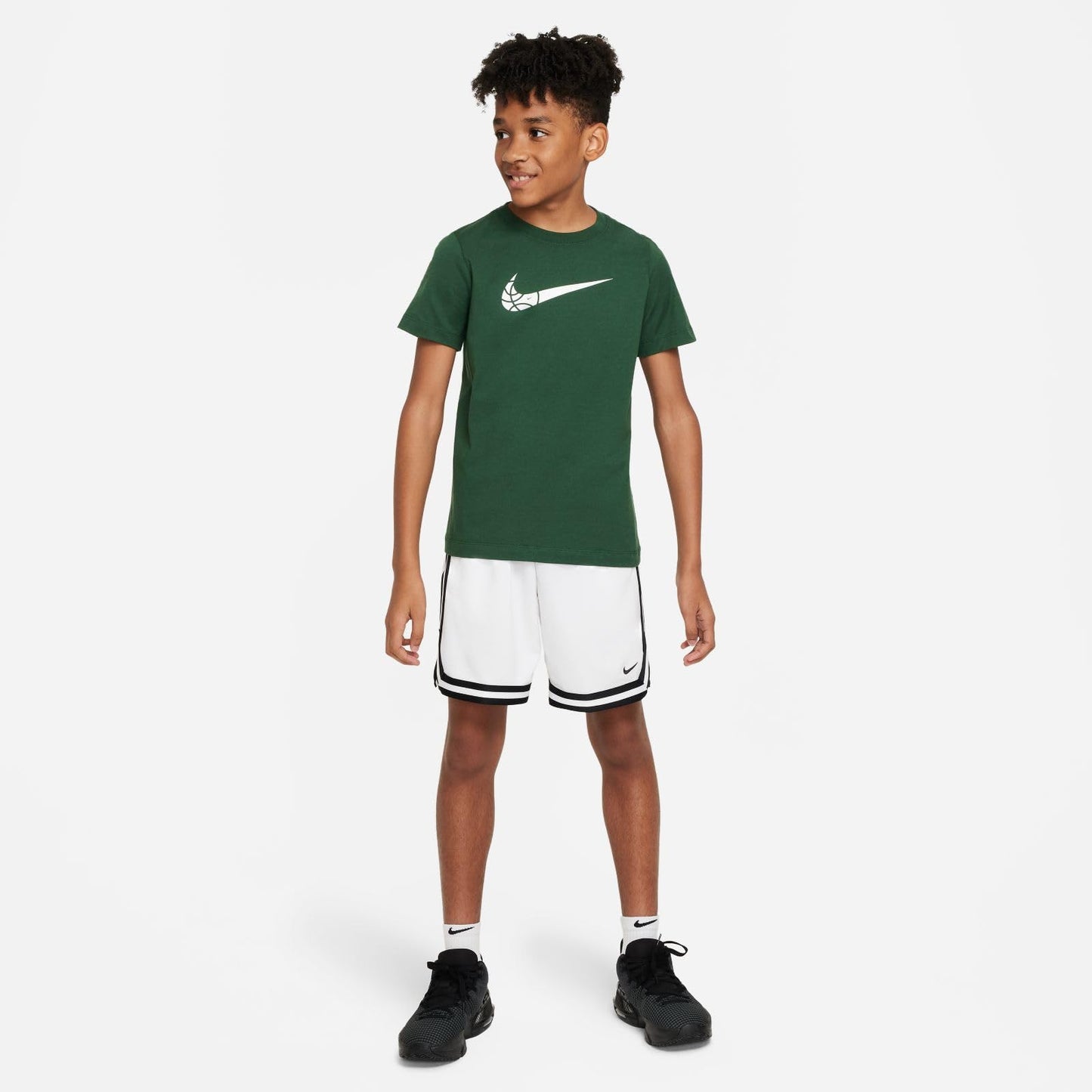 Nike Dri-FIT DNA Big Kids' (Boys') Basketball Shorts (White/Black, FJ6802-100) Size Large