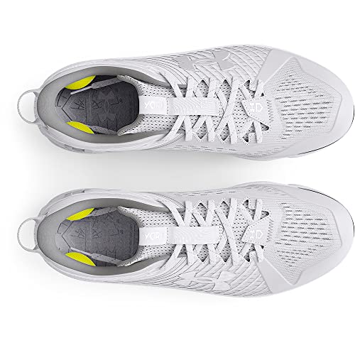 Under Armour Men's Yard Low MT Baseball Cleat, (100) White/White/Metallic Silver, 9.5