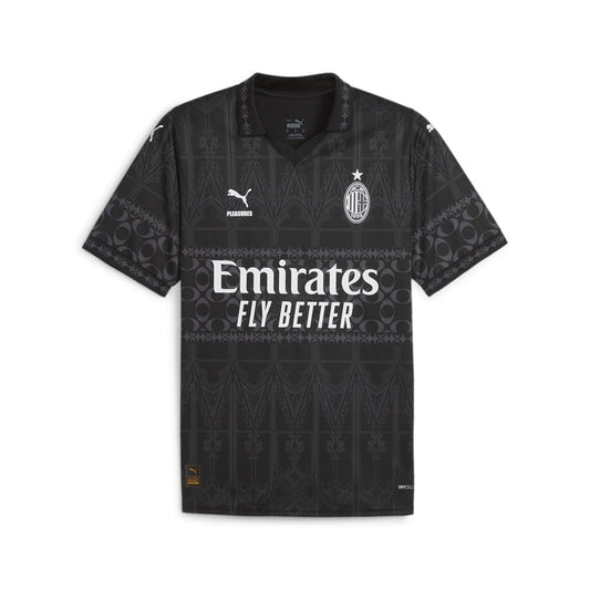 Puma Mens Ac Milan Pleasures Collared Short Sleeve Jersey Casual - Black, Grey - Size M