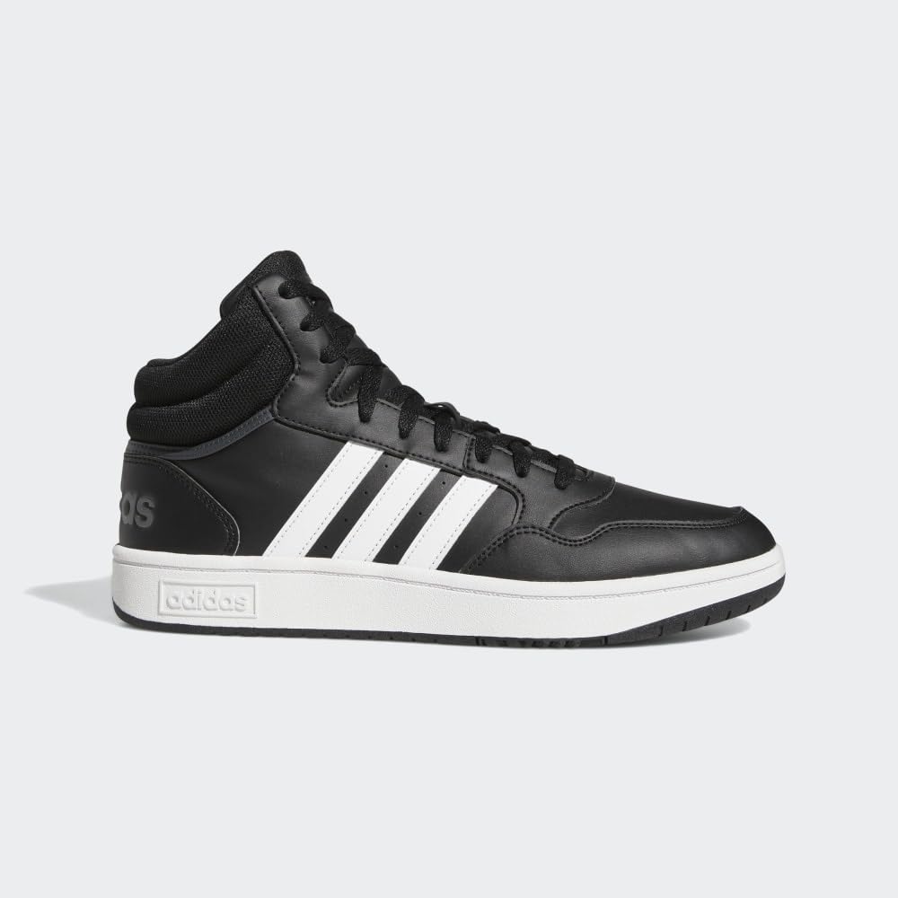 adidas Men's Hoops 3.0 Mid Top Basketball Shoe, Black/White/Grey, 10