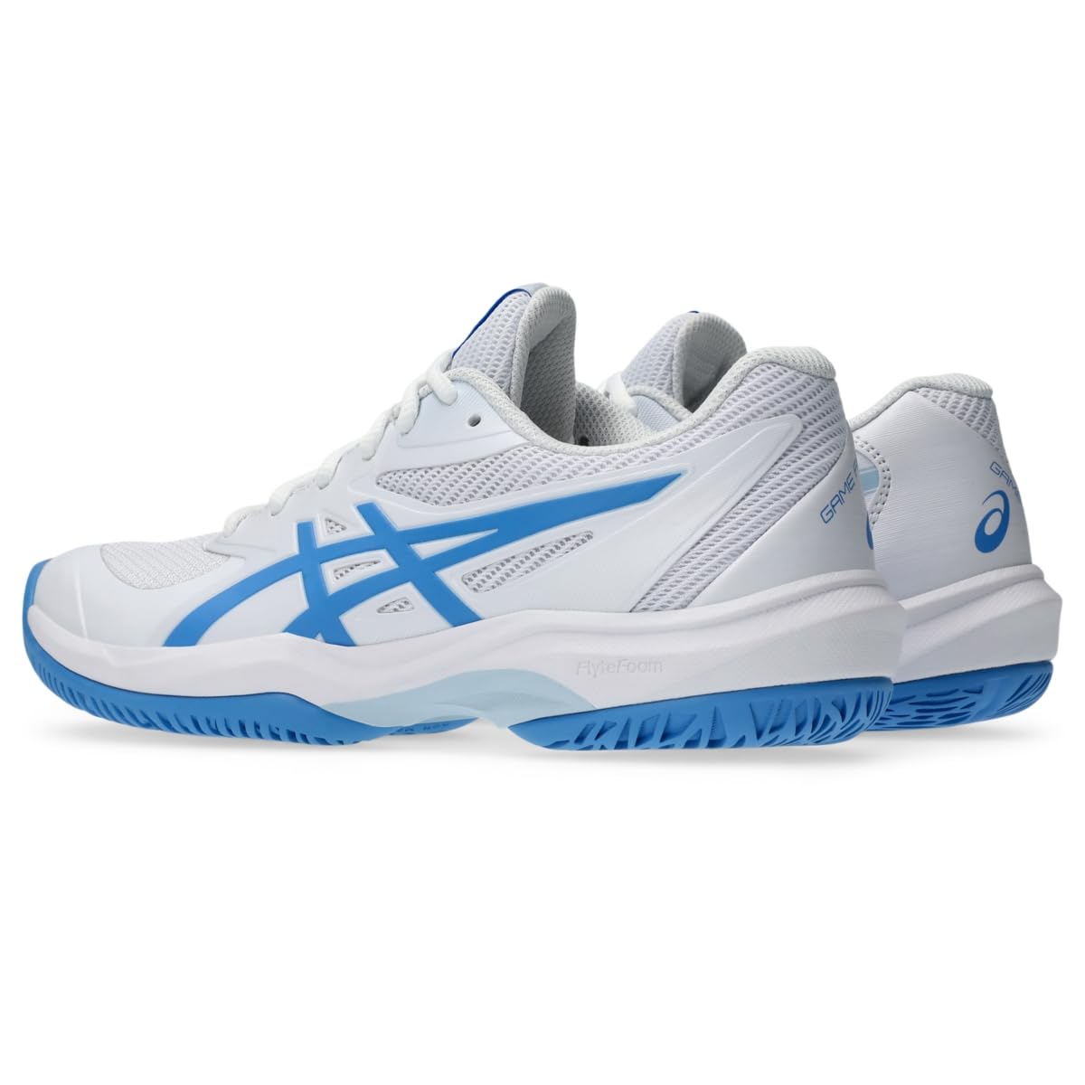 ASICS Women's Game FlyteFoam Tennis Shoes, 8.5, White/Blue Coast