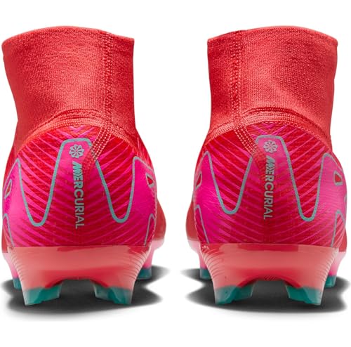 Nike Mercurial Superfly 10 Pro FG High-Top Soccer Cleats (HF9433-800, Ember Glow/Aurora Green) Size 8.5