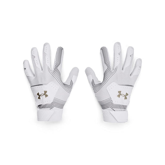 Under Armour Boys Clean Up 21 Gloves , White (100)/Steel , Youth Large