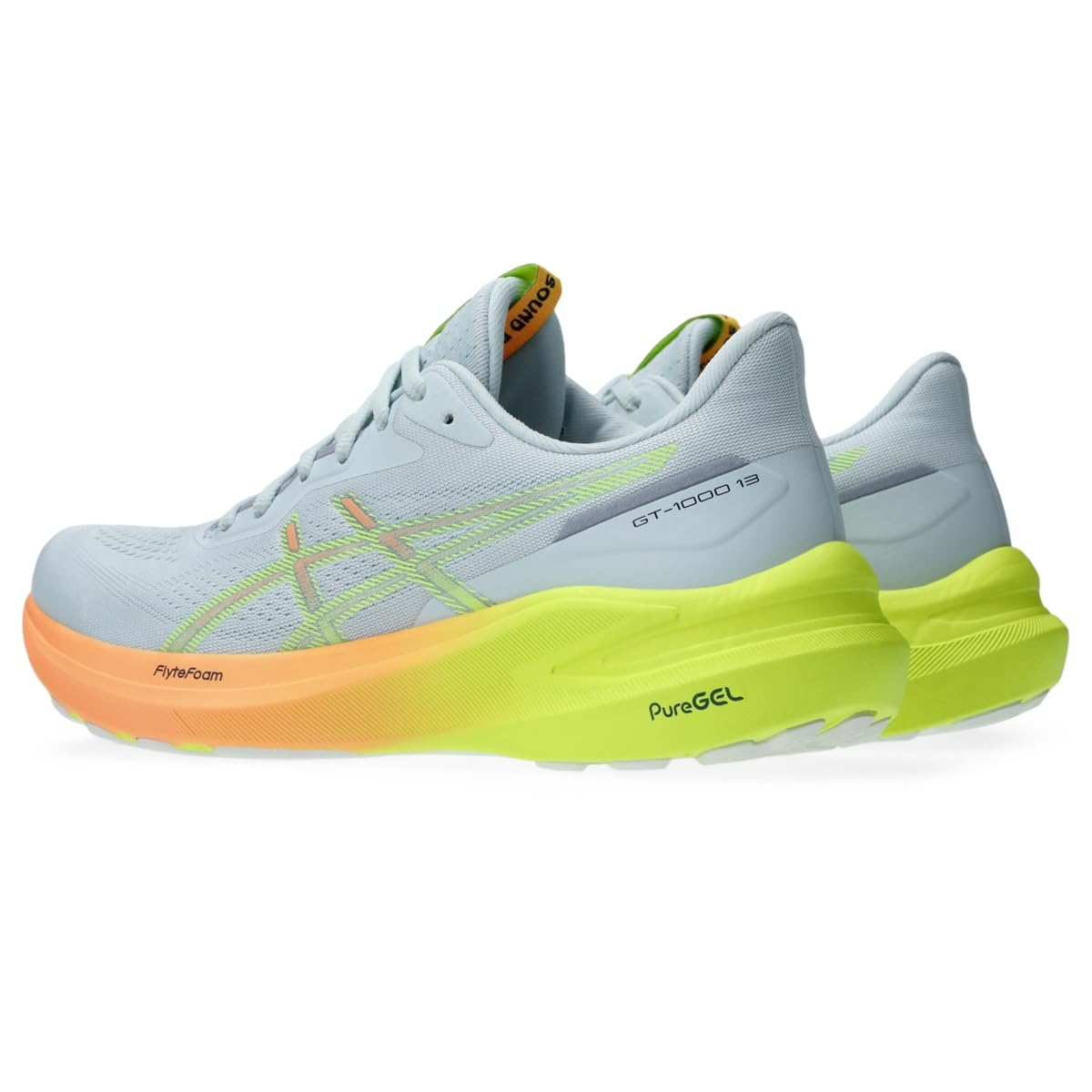 ASICS Women's GT-1000 13 Running Shoes, 9, Cool Grey/Safety Yellow
