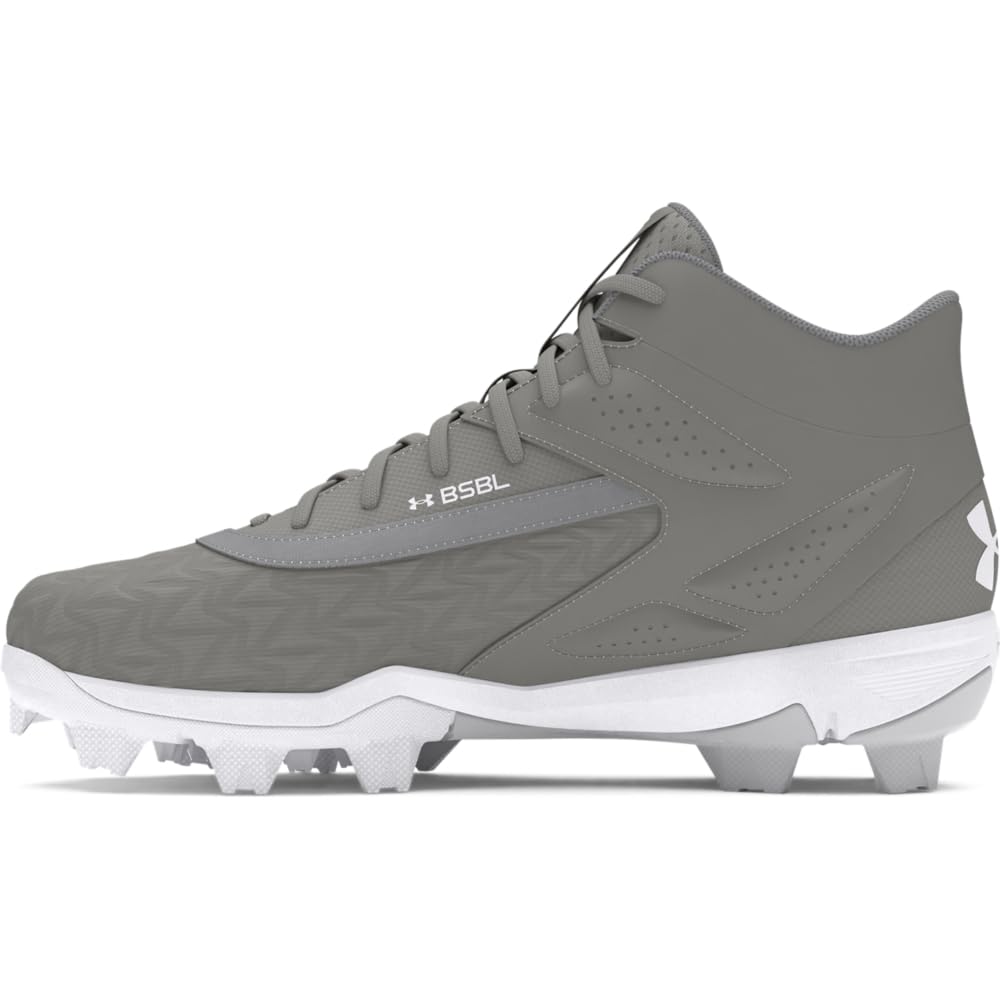 Under Armour Boys' Leadoff Mid RM JR 3.0, (100) Baseball Gray/Baseball Gray/White, 1, US