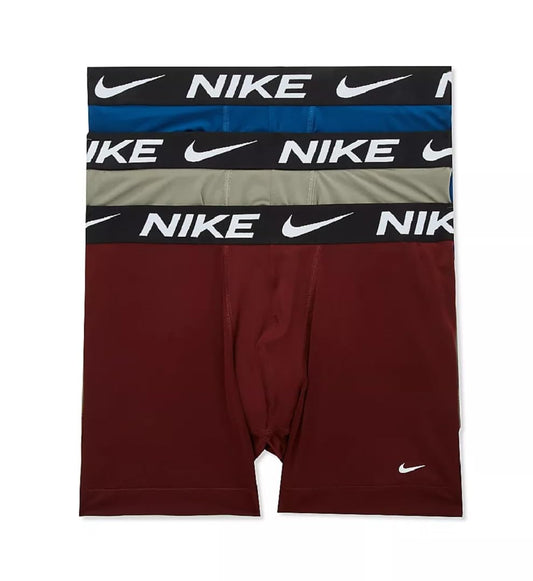 Nike Men's Dri-FIT Essential 3-pack Microfiber 4-Inch Boxer Trunks - Dark Stucco/Court Blue/Dk Team Red, Medium
