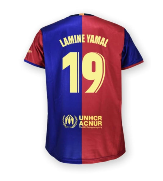 FC Barcelona Jersey. Barcelona Home Shirt 24/25 LAMINE YAMAL#. 100% Polyester. Classic fit. Official Barça. (US, Alpha, X-Large, XX-Large, Regular, Regular, Azulgrana, FC Barcelona, Lamine Yamal)