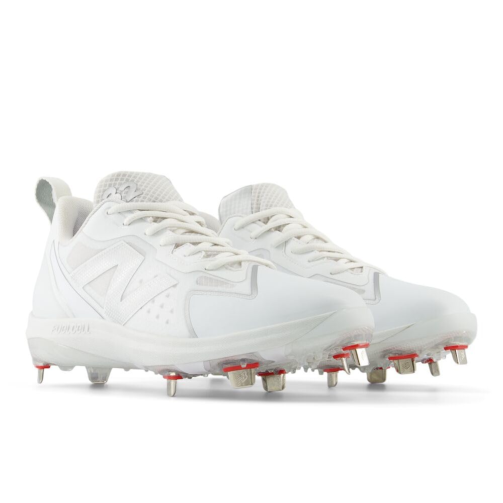 New Balance Women's FuelCell Romero Duo V2 Softball Shoe, White/Silver Metalic, 6.5
