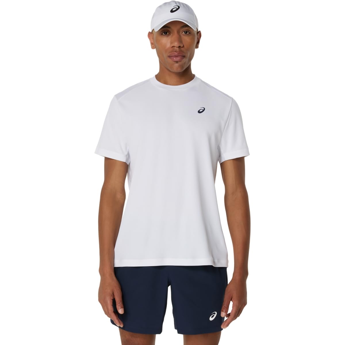 ASICS Men's Court Short Sleeve TOP Tennis Apparel, L, Brilliant White