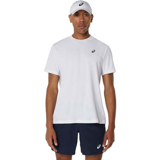 ASICS Men's Court Short Sleeve TOP Tennis Apparel, L, Brilliant White