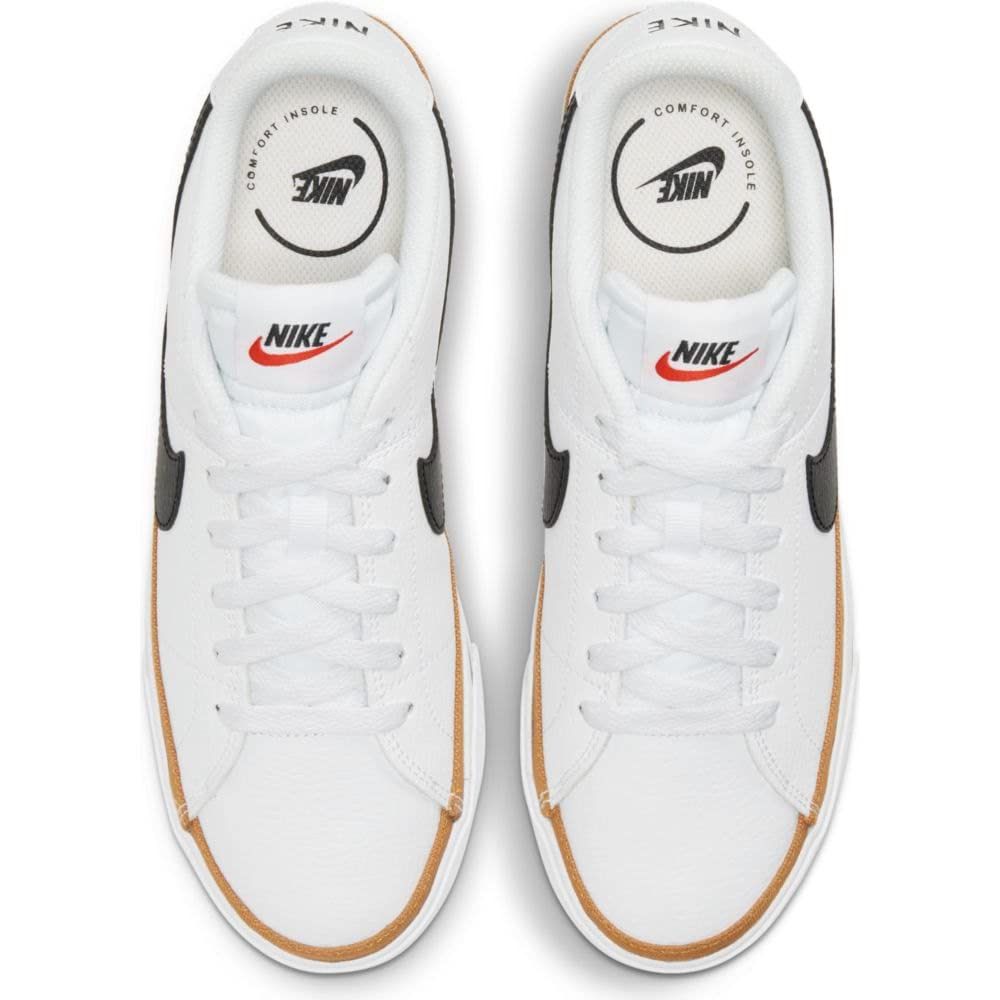NIKE Women's Court Legacy Sneaker, White/Desert Ochre/Team Orange/Black, 7.5