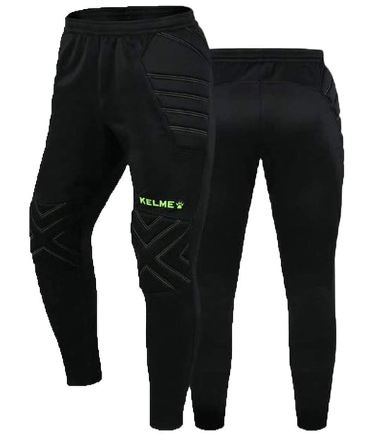 KELME Soccer Goalkeeper Pants Pro with Protection Pads – Padded Soccer Goalie Pants – Kids, Youth and Adults Sizes (Black/Yellow, 2X-Large)