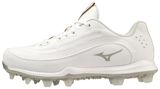 Mizuno Women's Finch Elite 6 Low TPU Softball Cleat, White, 9