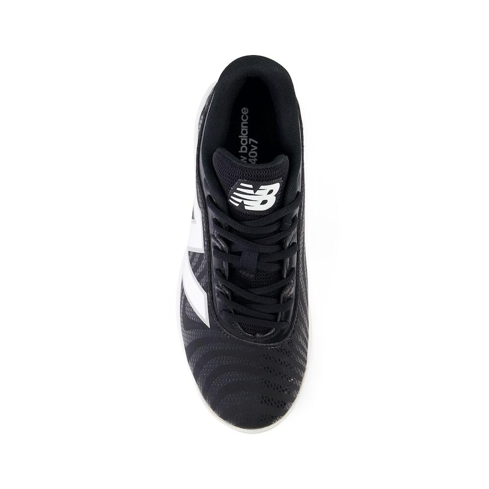 New Balance Boy's 4040 V7 Rubber-Molded Baseball Shoe, Black/Optic White, 4.5 Big Kid