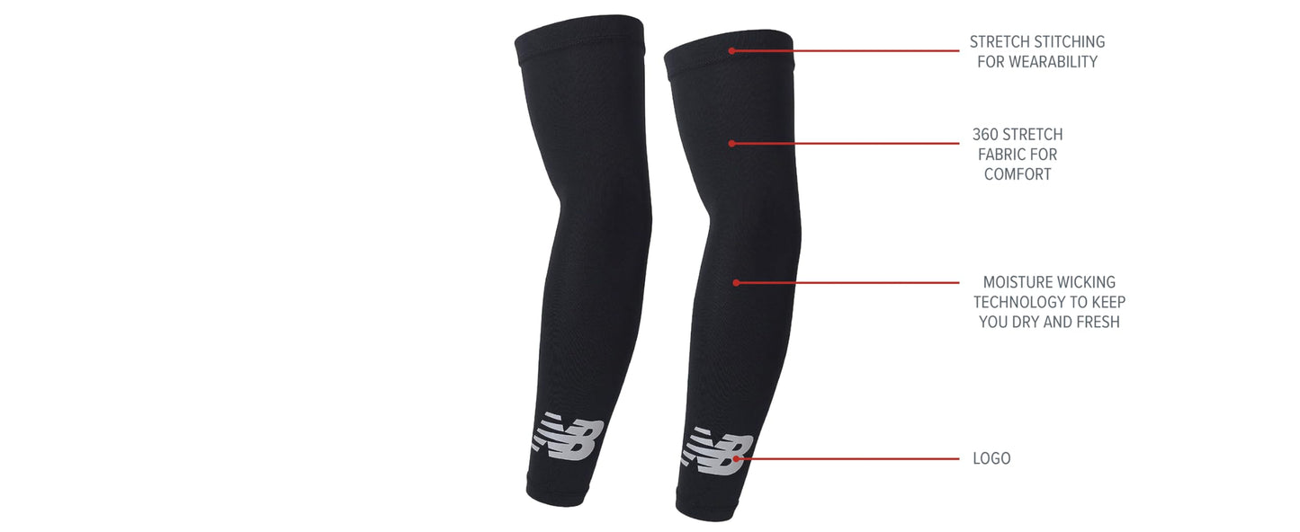 New Balance Unisex Outdoor Sports Compression Arm Sleeves, Arm Warmer, White, Large/X-Large(1 Pair)