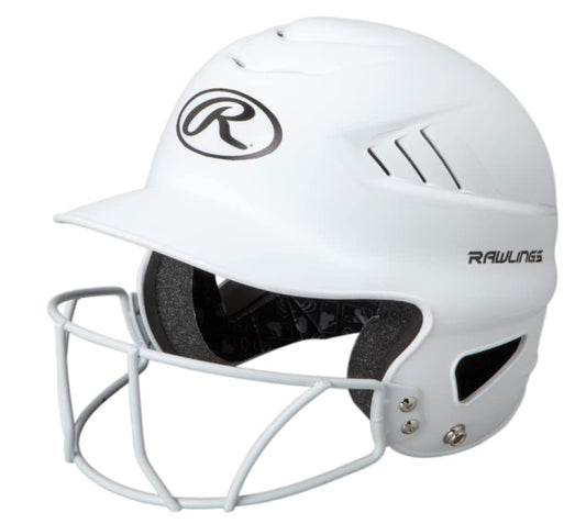 Rawlings | COOLFLO HIGHLIGHTER Batting Helmet | Face Guard Included | One Size Fits Most 6 1/2"-7 1/2" | Matte White