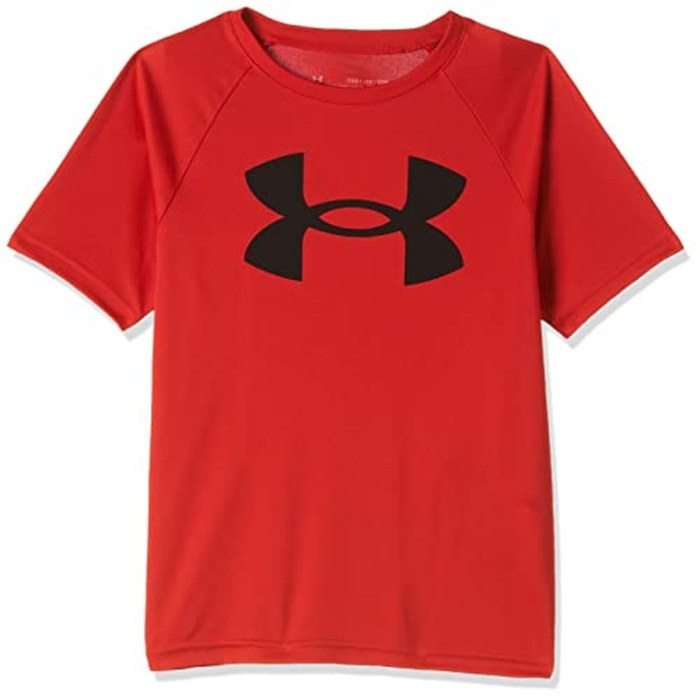 Under Armour Boys Tech Big Logo Short Sleeve T-Shirt , Red (600)/Black , Small