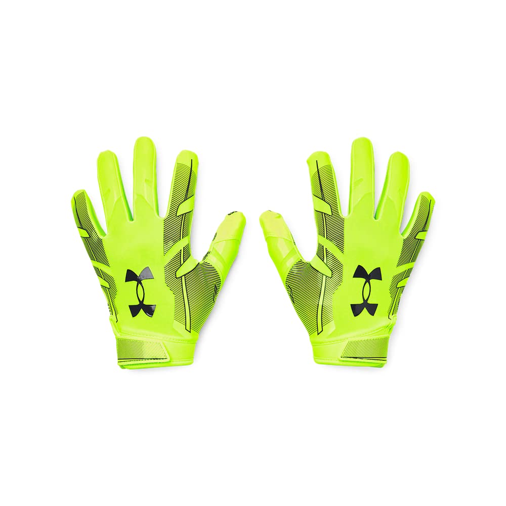 Under Armour boys F8 Novelty Football Gloves, (369) Lime Surge / / Black, Youth Medium