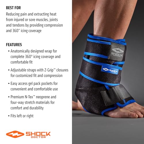 Shock Doctor Ice Recovery Compression Ankle Wrap, Black, Large/X-Large