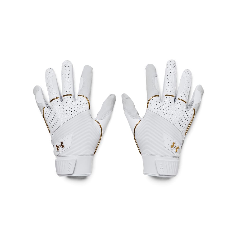 Under Armour Men's Harper Baseball Gloves, (100) White/White/Metallic Gold, X-Large