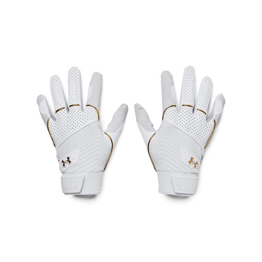 Under Armour Men's Harper Baseball Gloves, (100) White/White/Metallic Gold, X-Large