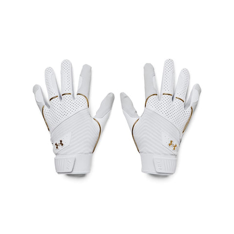 Under Armour Men's Harper Baseball Gloves, (100) White/White/Metallic Gold, X-Large
