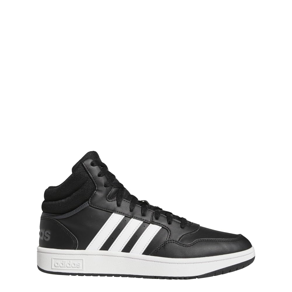 adidas Men's Hoops 3.0 Mid Top Basketball Shoe, Black/White/Grey, 10