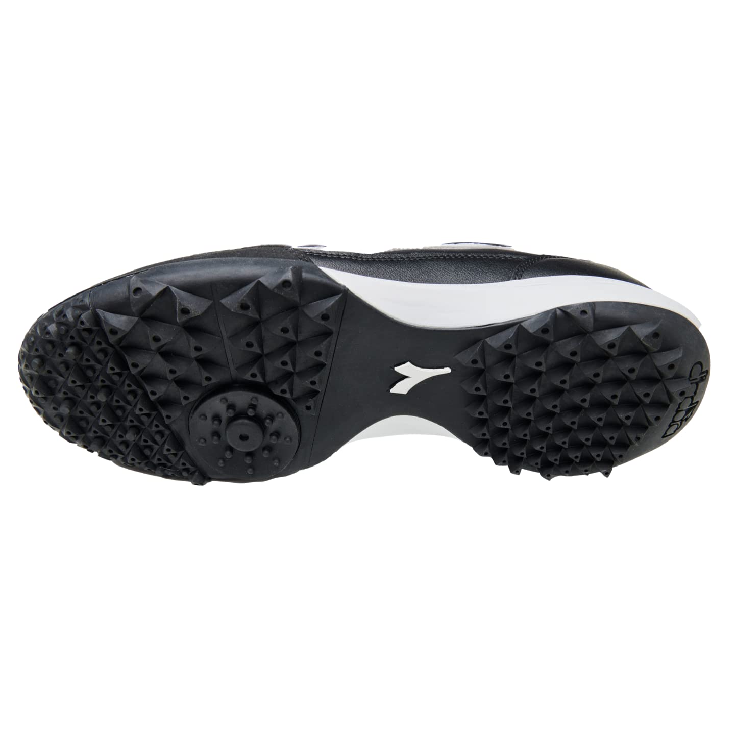 Diadora Calcetto LT Turf Soccer Shoes - Full Grain Leather, Enhanced Cushioning, Anti-Wear Rubber, Synthetic Turf, Optimal Traction and Stability, Black/White, 9 UK