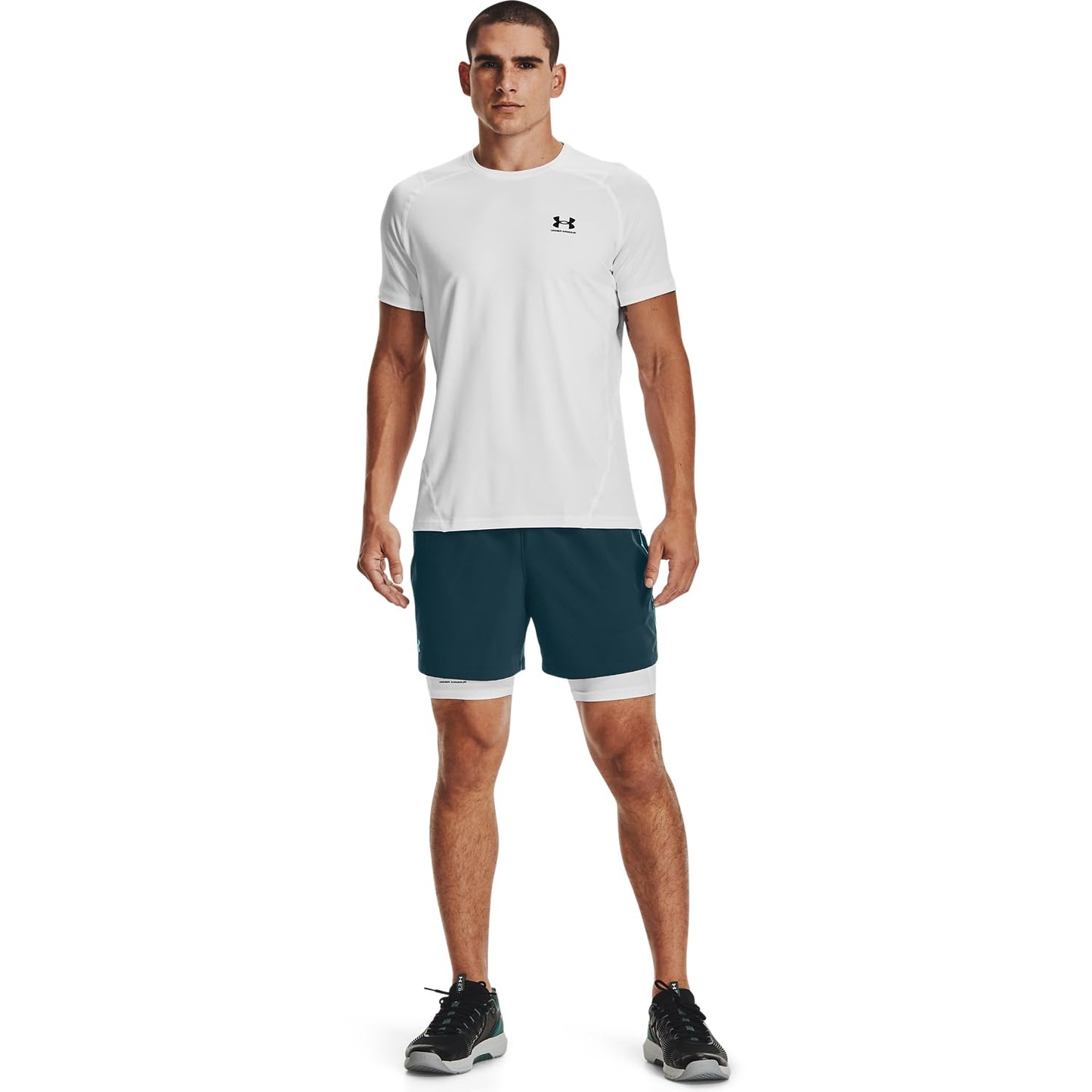 Under Armour Men's Armour HeatGear Compression Shorts , White (100)/Black, X-Large