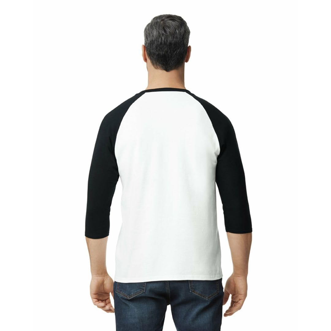 Gildan Adult Heavy Cotton 3/4 Raglan T-Shirt, Style G5700, 2-Pack, White/Black, Medium