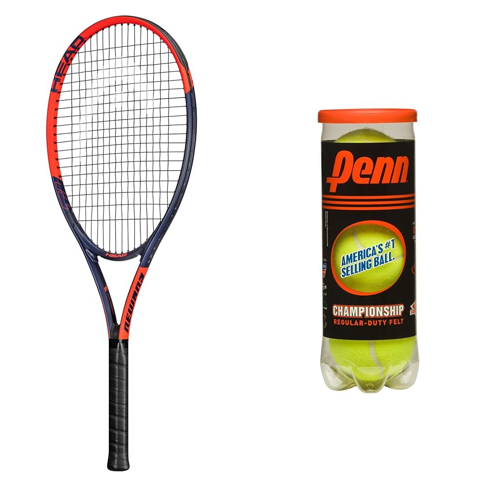 HEAD Ti. Reward Pre-Strung 27 in. Tennis Racquet, Red & Penn Championship- Regular Duty Felt Pressurized Tennis Balls - 1 Can, 3 Balls