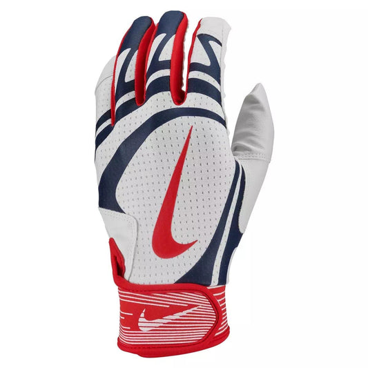 Nike Huarache Edge Youth Baseball Batting Gloves Pair White | Navy | Red Small