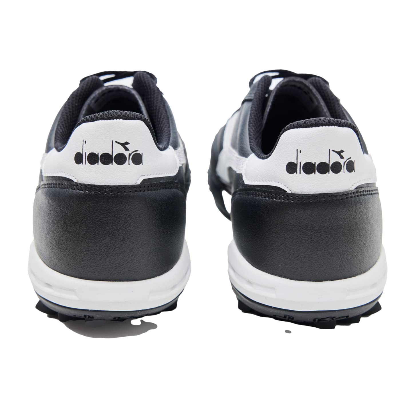 Diadora Calcetto LT Turf Soccer Shoes - Full Grain Leather, Enhanced Cushioning, Anti-Wear Rubber, Synthetic Turf, Optimal Traction and Stability, Black/White, 9 UK
