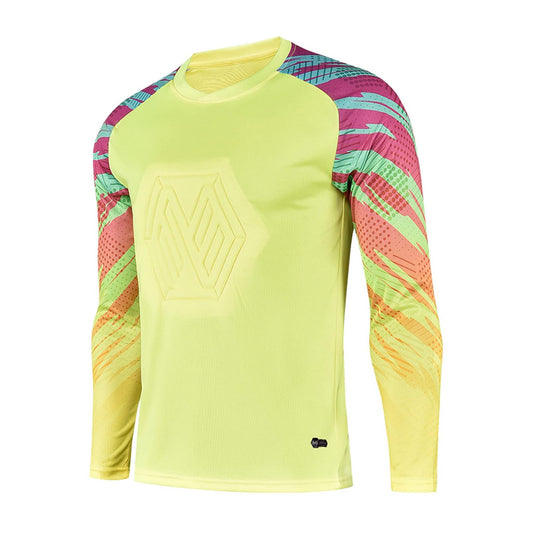 TAIKMD Boys Football Goalkeeper Jersey Padded Protection Goalie Shirt Long Sleeve Training Soccer Tops Clothes (as1, Numeric, Numeric_14, Regular, Yellow)