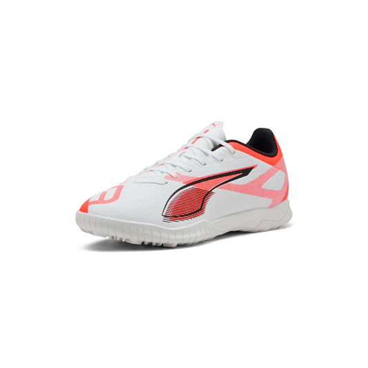 PUMA Men's Ultra 5 Play Turf Trainer Soccer Cleats, 12, White Black-Glowing Red