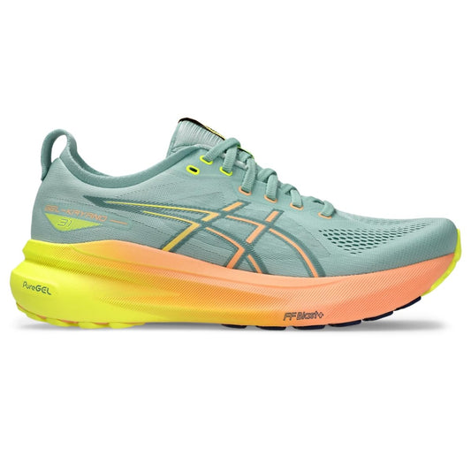 ASICS Men's Gel-Kayano 31 Running Shoes, 10, Light Celadon/Safety Yellow