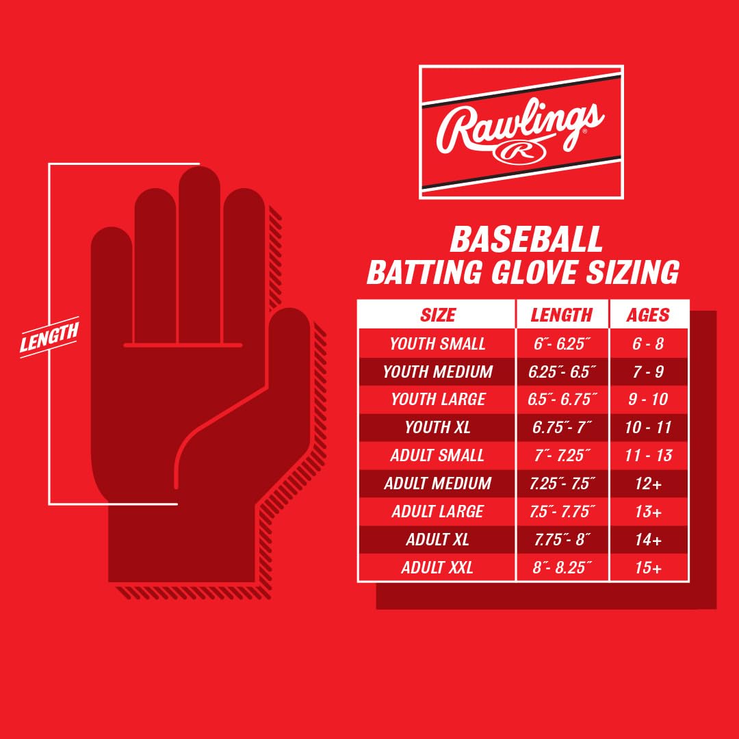 Rawlings | Adult Clout Baseball Batting Gloves | Black/Black | MED